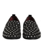 Black Crystal Embellished Loafers Dress Shoes