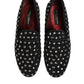 Black Crystal Embellished Loafers Dress Shoes