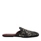 Black Floral Jacquard Slides Slippers Shoes