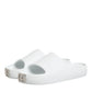 White Logo Slides Sandals Men Beachwear Shoes