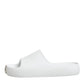 White Logo Slides Sandals Men Beachwear Shoes