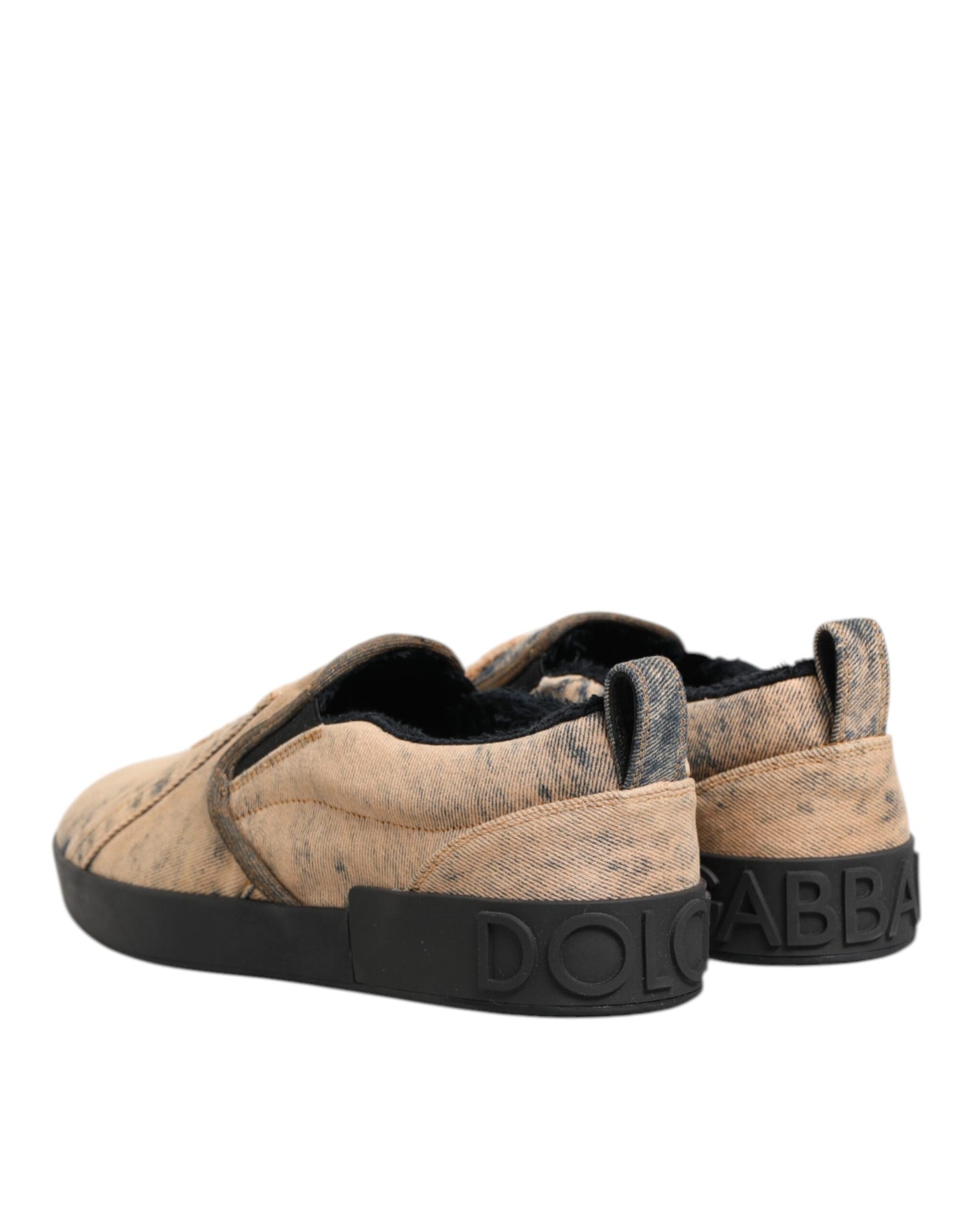 Beige Cotton Low Top Slip On Sneakers Shoes