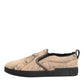 Beige Cotton Low Top Slip On Sneakers Shoes