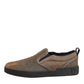 Brown Cotton Low Top Slip On Sneakers Shoes