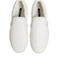 White Leather Low Top Slip On Sneakers Shoes