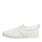 White Leather Low Top Slip On Sneakers Shoes