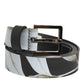 Multicolor PVC Floral Silver Buckle Men Belt