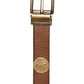 Brown Leather Gold Silver Coin Buckle Belt