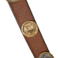 Brown Leather Gold Silver Coin Buckle Belt