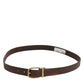 Brown Classic Gold Metal Logo Buckle Men Belt