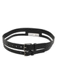 Black Double Strap Leather Buckle Men Belt