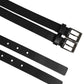 Black Double Strap Leather Silver Buckle Belt