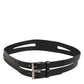 Black Double Strap Leather Silver Buckle Belt