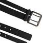 Black Double Strap Leather Silver Buckle Belt