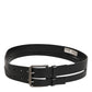 Black Double Strap Leather Silver Buckle Belt