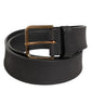 Black Leather Metal Buckle Classic Men Belt