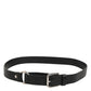 Black Leather Classic Metal Logo Buckle Belt
