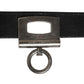 Black Leather Side Rings Brass Buckle Belt