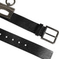 Black Leather Side Rings Brass Buckle Belt
