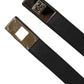 Black Leather Classic Metal Logo Buckle Belt