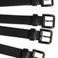 Black Leather 4-Strap Metal Multi-Buckle Belt