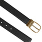 Black Leather Classic Metal Logo Buckle Belt