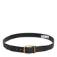 Black Leather Classic Metal Logo Buckle Belt
