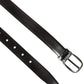 Black Classic Leather Silver-Tone Buckle Belt