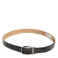 Black Classic Leather Silver-Tone Buckle Belt