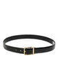 Black Classic Leather Gold-Tone Buckle Belt
