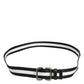 Black White Striped Metal Buckle Men Belt