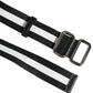 Black White Striped Logo Metal Buckle Belt