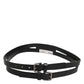 Black Double Strap Leather Gold Buckle Belt