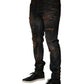 Black Cotton Skinny Tattered Men Denim Jeans