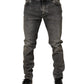Gray Cotton Stretch Slim Fit Men Denim Jeans