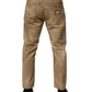 Beige Cotton Loose Tattered Men Denim Jeans