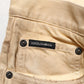 Beige Cotton Loose Tattered Men Denim Jeans