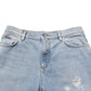 Blue Cotton Distressed Denim Bermuda  Shorts