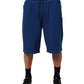 Blue Cotton Blend Bermuda Sweatpants Shorts