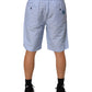 Light Blue Linen Mid Waist Men Bermuda Shorts