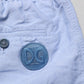 Light Blue Linen Mid Waist Men Bermuda Shorts