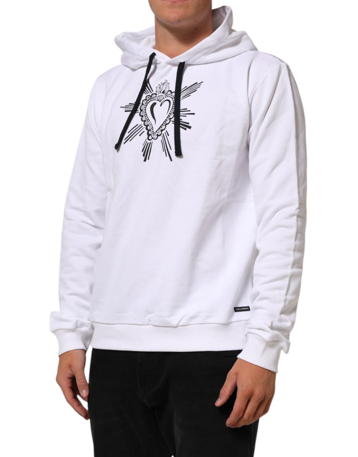 White Sacred Heart Hooded Sweatshirt Sweater
