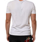 White Logo Print Cotton Crew Neck Men T-shirt