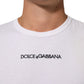 White Logo Print Cotton Crew Neck Men T-shirt