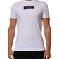 White Cotton Logo Print Crew Neck Men T-shirt