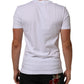 White Cotton Logo Print Crew Neck Men T-shirt