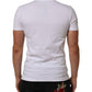 White Cotton Logo Print Crew Neck Men T-shirt