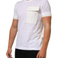 White Cotton Pocket Crew Neck Men Tee T-shirt