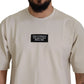 Ivory Cotton Ivory Printed Crewneck