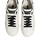 White Black Leather Low Top Sneaker Shoes